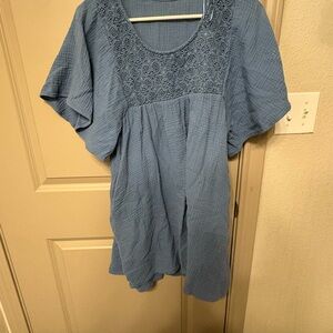 Blue Lace Detail Mini Dress